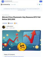 Bitcoin Price Plummets: Key Reasons BTC Fell Below $93,000: Guest Post by ItsBitcoinWorld | CoinMarketCap