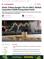 Sonic Rises 7% on $25M Ecosystem Fund Launch