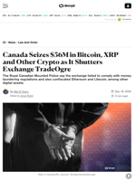 Canada Seizes $56M in Bitcoin, XRP and Other Crypto as It Shutters Exchange TradeOgre - Decrypt