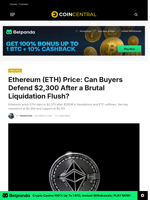 Ethereum (ETH) Price: Can Buyers Defend $2,300 After a Brutal Liquidation Flush? - CoinCentral