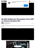 RLUSD Stablecoin Decouples From XRP as Volume Rockets 16% - U.Today