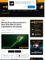 Bitcoin Price Pumps 6% Near $75,000 As Shorts Liquidate