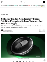 Unlucky Trader Accidentally Burns $58K in Pump.fun Solana Token—But He's Not Angry - Decrypt