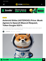Asteroid Shiba (ASTEROID) Price: Musk Agrees to SpaceX Mascot Request, Token Surges 920% - CoinCentral