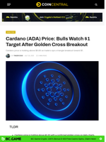 Cardano (ADA) Price: Bulls Watch $1 Target After Golden Cross Breakout - CoinCentral