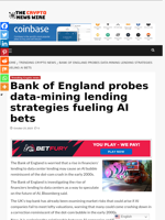 Bank of England probes data-mining lending strategies fueling AI bets - The Crypto News Wire