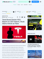 Tesla Board Denies WSJ Report on CEO Search, Musk Slams Article as False – News Bytes Bitcoin News