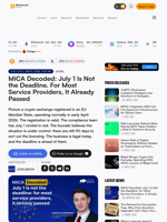 MiCA Decoded: July 1 Is Not the Deadline. For Most Service Providers, It Already Passed – Legal Bitcoin News