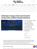 Anthropic merges Chat and Cowork modes into unified Claude interface