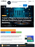 Crypto News: Trove Shifts to Solana, Sparks Refund Backlash