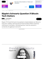 Ripple's Schwartz Question if Bitcoin Tech Matters - U.Today