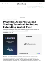 Phantom Acquires Solana Trading Terminal SolSniper, Extending Wallet Push - 