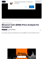 Binance Coin (BNB) Price Analysis for October 9 - U.Today