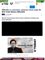 'Bitcoin Is Oversold' Samson Mow Says As BTC Falls Below $90,000