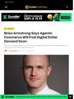 Brian Armstrong Says Agentic Commerce Will Fuel Digital Dollar Demand Soon