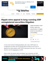 Ripple wins appeal in long-running XRP unregistered securities litigation