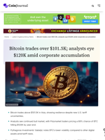 BTC holds $101.5K despite tariff news; bullish sentiment for $120K persists