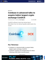 Coinbase in advanced talks to acquire India’s largest crypto exchange CoinDCX