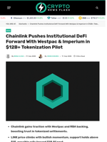 Chainlink Pushes Institutional DeFi Forward With Westpac & Imperium in $12B+ Tokenization Pilot - Crypto News Flash