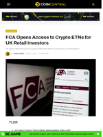 FCA Opens Access to Crypto ETNs for UK Retail Investors