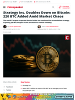 Strategy Inc. Adds 220 BTC Amid Market Chaos