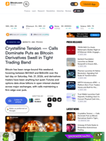 Crystalline Tension — Calls Dominate Puts as Bitcoin Derivatives Swell in Tight Trading Band – Markets and Prices Bitcoin News