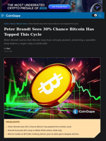 Peter Brandt Sees 30% Chance Bitcoin Has Topped This Cycle