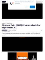 Binance Coin (BNB) Price Analysis for September 30 - U.Today