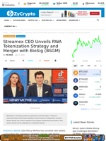 Streamex CEO Unveils RWA Tokenization Strategy and Merger with BioSig (BSGM)