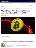 Why is Bitcoin Price Dropping? Massive Liquidations Push BTC to $89,500