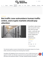 Bot traffic now outnumbers human traffic online, and crypto markets should pay attention