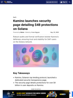 Kamino launches security page detailing $4B protections on Solana