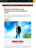 Binance’s CZ Denies Bloomberg Report on Trump-Backed USD1 Stablecoin