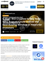 6 High-ROI Cryptos to Buy Now: Why August Could Deliver the Best Buying Window in Years for Investors | Live Bitcoin News