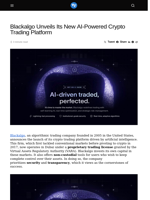 Blackalgo Unveils Its New AI-Powered Crypto Trading Platform - Visionary Financial