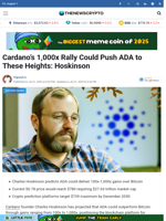 Cardano’s 1,000x Rally Could Push ADA to These Heights, Claims Hoskinson