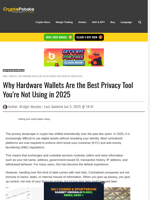 Why Hardware Wallets Are the Best Privacy Tool You’re Not Using in 2025