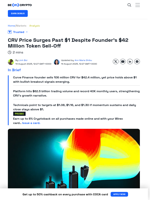 CRV Price Breakout Eyes $1.30 After Heavy Token Sale