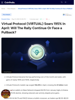 Virtual Protocol (VIRTUAL) Soars 195% In April: Will The Rally Continue Or Face a Pullback?