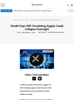 Pundit Says XRP Circulating Supply Could Collapse Overnight