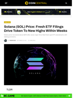 Solana (SOL) Price: Fresh ETF Filings Drive Token To New Highs Within Weeks - CoinCentral