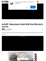 Schiff: Tokenized Gold Will Eat Bitcoin's Lunch - U.Today