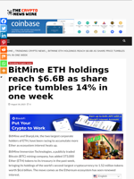 BitMine ETH holdings reach $6.6B as share price tumbles 14% in one week - The Crypto News Wire