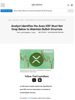 Analyst Identifies the Area XRP Must Not Drop Below to Maintain Bullish Structure