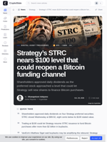 Strategy STRC nears $100 after daily dividend approval