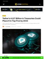 Tether’s $127 Billion in Treasuries Could Place It in Top Five