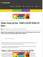 Whales Scoop Up Over  $48M in ASTER Within 24 Hours