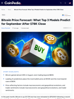 Bitcoin Price Forecast: What Top 3 Models Predict for September After $78K Close