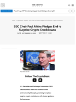 SEC Chair Paul Atkins Pledges End to Surprise Crypto Crackdowns