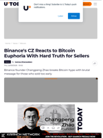 Binance's CZ Reacts to Bitcoin Euphoria With Hard Truth for Sellers